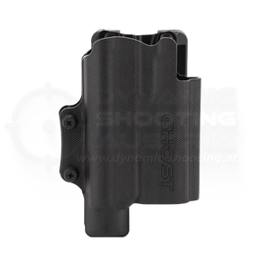 Pistolen IPSC Holster "Civilian SF" von GHOST passend für Pistolen wie Glock, SIG P320 oder Beretta 92 mit montiertem Lichtmodul wie eine Streamlight TLR 1 oder Surefire X200 X300