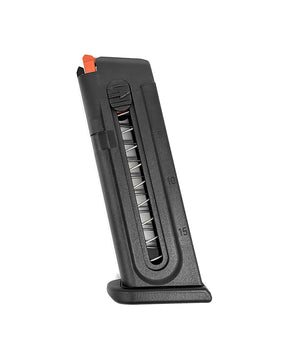 Original Glock 44 Magazin 15 Schuss .22 LR – Seitenansicht mit Federfenster und Füllstandsmarkierung