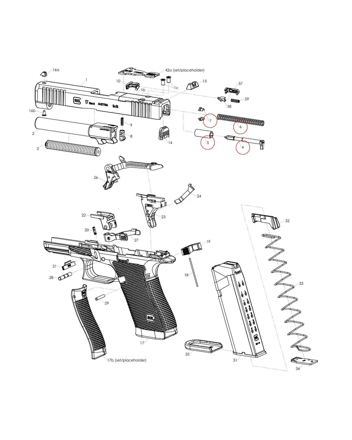 Glock Gen 6 Explosionszeichnung - Position 4-7