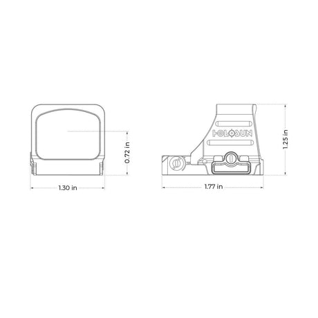 Holosun HS407 COMP Red Dot Sight 6 MOA Maßzeichnung Abmessungen