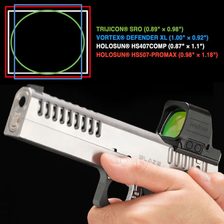 Holosun HS507 PROMAX Red Dot Sight montiert auf Pistole mit Sichtfenster Vergleich