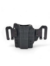 Kydex Gürtelholster von Höppner und Schumann mit Speedclips welcher sich sowohl als Gürtelholster als auch als Innenbundholster verwenden lässt.