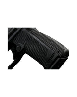 LOK Grips Messing Backstrap in Black Cerakote an einer Walther PDP F-Series montiert, Detailansicht der Wabenstruktur