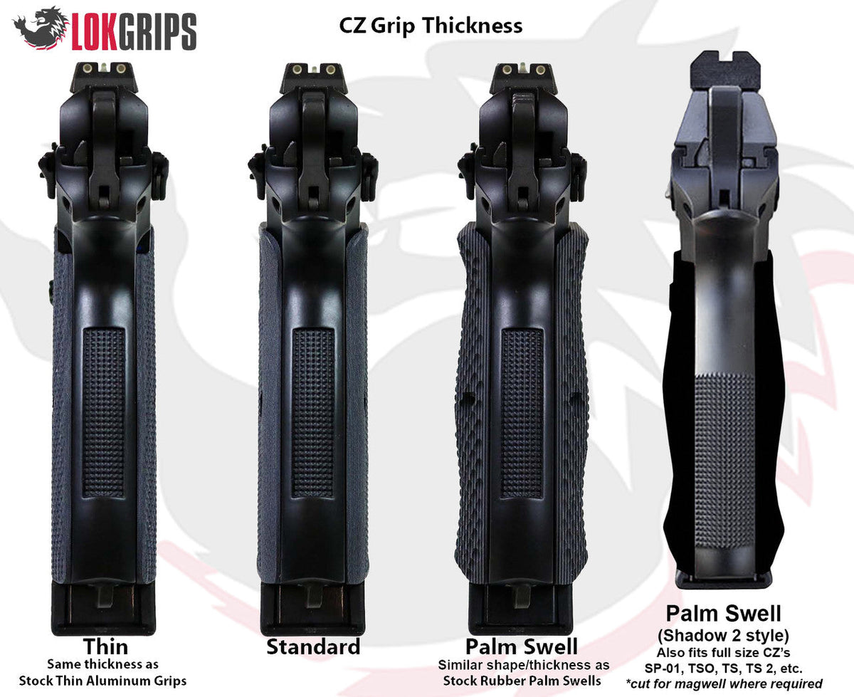 LOK Grips CZ Griffdicke im Vergleich: Thin, Standard und Palm Swell