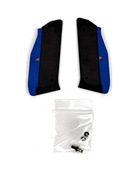 LOK Grips Bogies Griffschalen Thin für CZ Shadow 2 – Rückseite mit blauem Liner und Befestigungsmaterial