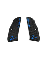 LOK Grips Bogies Griffschalen Thin mit blauem Inlay CZ SHADOW und 2-Logo für CZ Shadow 2 – Einzelstück