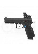 Toni System Magazinauswurfknopf lang montiert auf einer CZ Shadow 2 in Blau