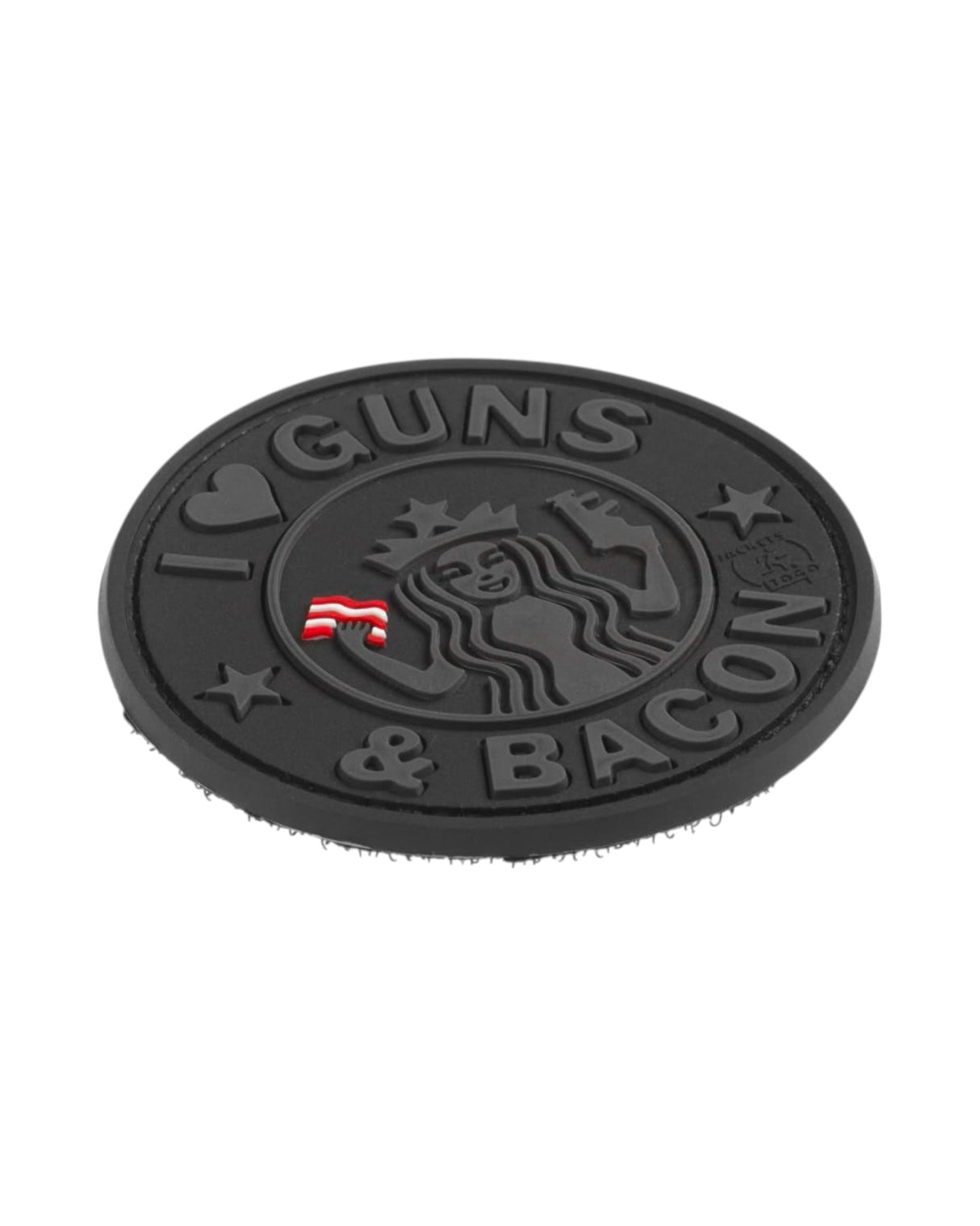 Rubber Patch I Love Guns and Bacon Gummipatch von JTG schwarz