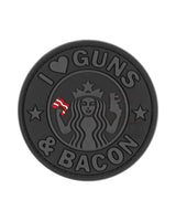 Rubber Patch I Love Guns and Bacon Gummipatch von JTG in Schwarz