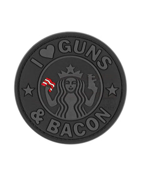 Rubber Patch I Love Guns and Bacon Gummipatch von JTG in Schwarz