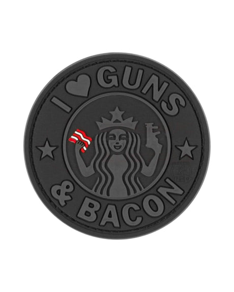 Rubber Patch I Love Guns and Bacon Gummipatch von JTG in Schwarz