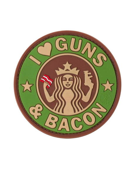 Rubber Patch I Love Guns and Bacon Gummipatch von JTG in Grün
