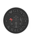 Rubber Patch I Love Guns and Bacon Gummipatch von JTG in Schwarz