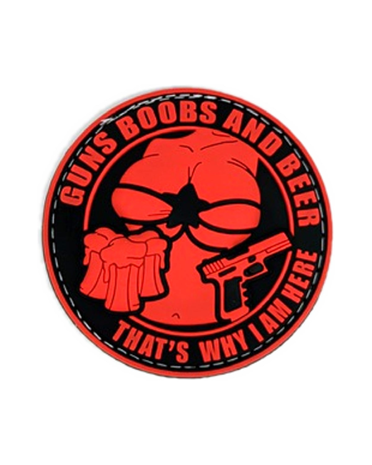 Rubber Patch GUNS BOOBS AND BEER Gummipatch von JTG in Schwarz/Rot