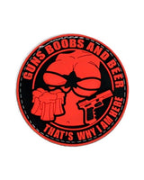 Rubber Patch GUNS BOOBS AND BEER Gummipatch von JTG in Schwarz/Rot