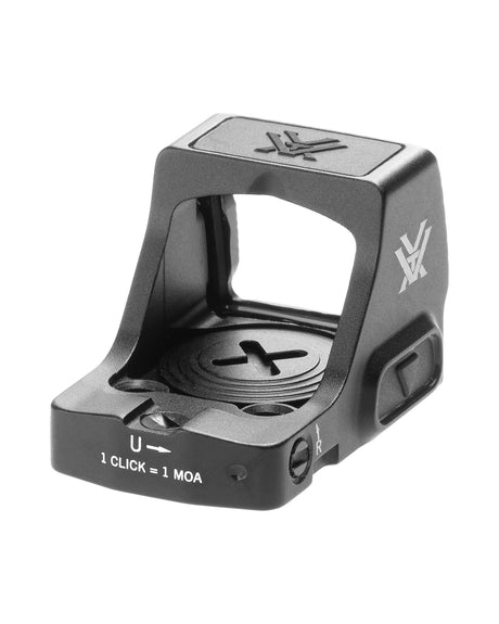 Vortex Defender CCW 6 MOA Rotpunktvisier – Rückansicht mit Batteriefach oben